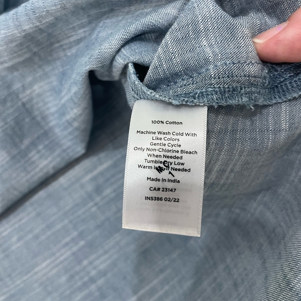 Talbots Ruffle Trim Shell Denim Slub - Picture 6 of 7